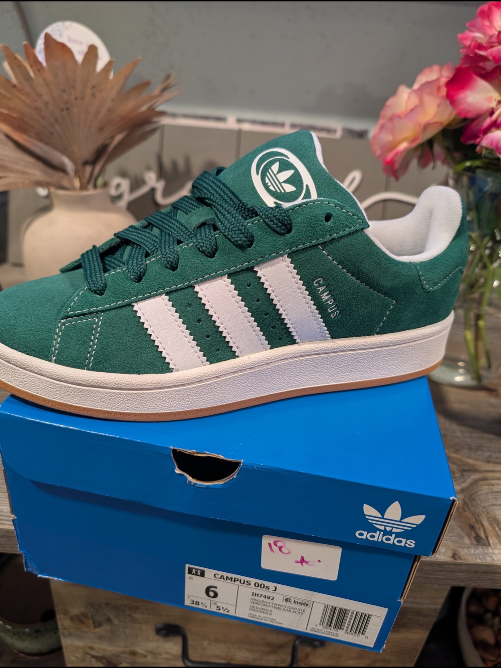 Adidas Campus Suede Sneaker in Green with White Stripes
